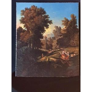 Romantic Landscape Painting From The 19th Century. 
