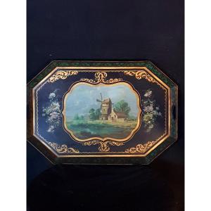 19th Century Painted Sheet Metal Tray.