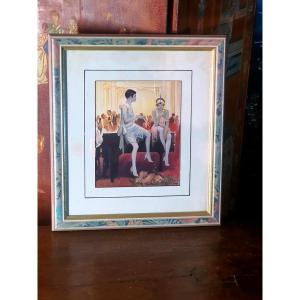 Bernard Peltriaux's Art Deco Women's Gouache Painting.