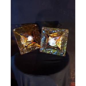 Pair Of Vintage Mazzega Murano Wall Lights.