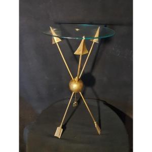 J Adnet-style Arrow Pedestal Table, Jansen House. 