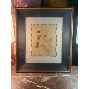 Art Deco Painting, Portrait Of A Young Woman From Dignimont.