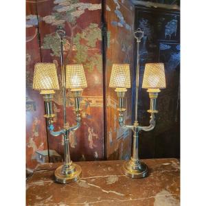 Pair Of Vintage Neo-classical Gilt Bronze Lamps. 