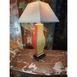 Leather Lamp In The Style Of Jacques Adnet.