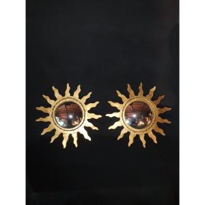 Pair Of Sunburst Mirrors, Witch. 