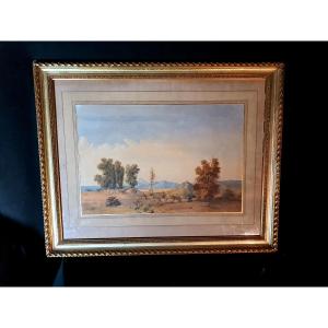 Watercolor Landscape Painting, Early 19th Century