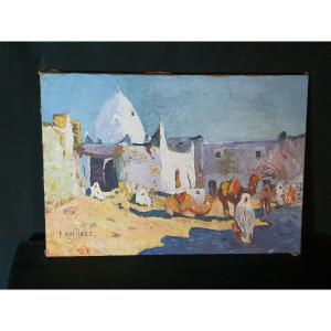 Orientalist Art Deco Painting. 