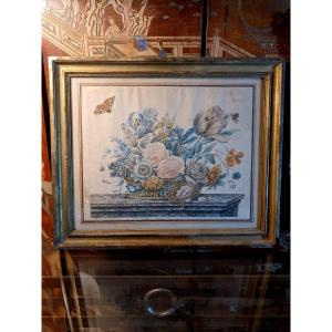 Watercolor Painting Of A Bouquet, 18th Century.