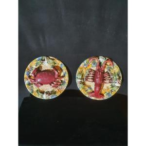 Pair Of Majolica Earthenware Dishes In The Palissy Style