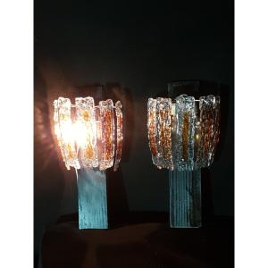 Pair Of Vintage Murano Glass Wall Sconces