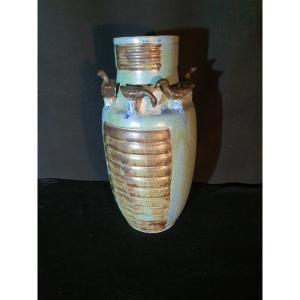 Art Deco Stoneware Vase With Birds. 