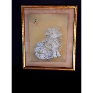 Shunko Deshima Persian Cat Painting.