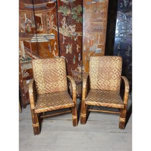 Pair Of Art Deco Rattan Armchairs