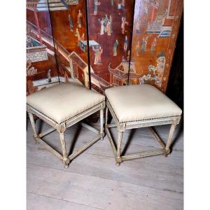 Pair Of Louis XVI Style Stools. 
