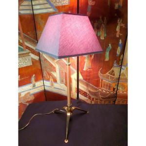 Vintage Leather Lamp Attributed To Arlus. 