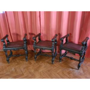 Set Of Three 19th Century Napoleon III Stools. 