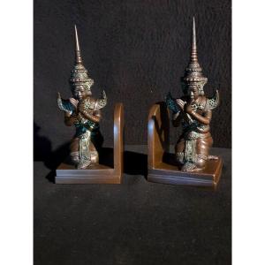 Pair Of Bronze Apsara Dancers, Bien Hoa. 