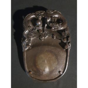 Chinese Inkstone With Dragon And Pearl Design.