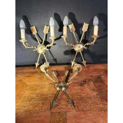 Three Sconces With Eagles