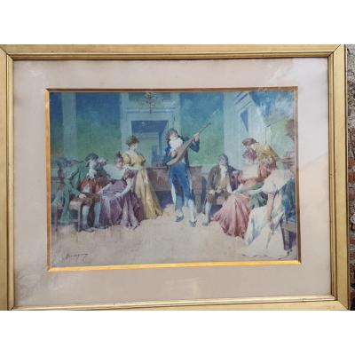 Pointilliste Painting, Musiciens, Gabriel Béringuier