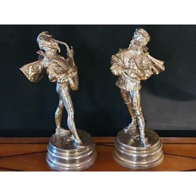 Pair Bronze Sculpture, Gentlemen, Lalouette. 