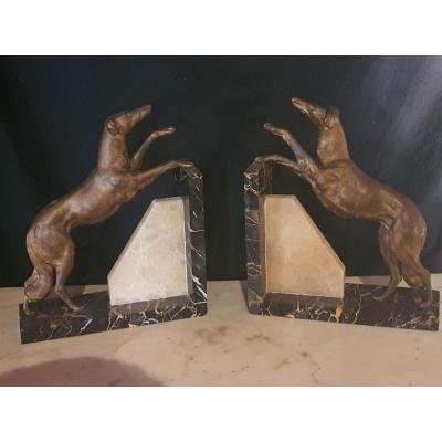 Pair Of Art Déco Sculpture, Dogs