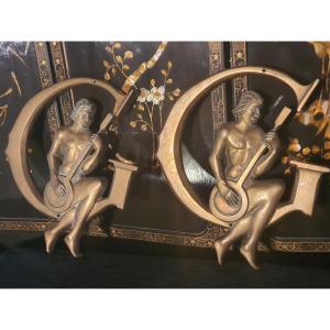 Pair Of Gilt Bronze Wall Sconces Musicians.