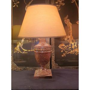 Bronze And Porphyry Sheet Lamp.