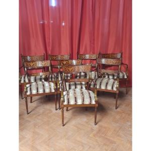 Series Of 8 Charles X Style Armchairs.