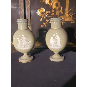 Pair Of Opaline Vases.