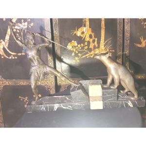 Bear Hunting Sculpture .ugo Cipriani Uriano