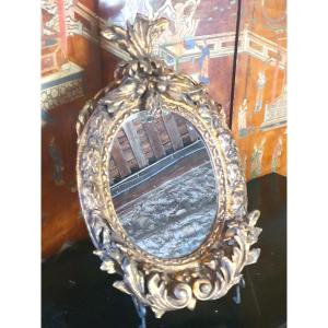 XVIII Golden Wood Oval Mirror