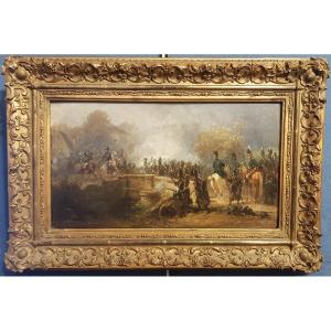 Alois Bach: Bavarian Troops Fighting Near A Bridge.