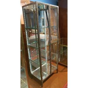 Old Steel Medical Display Cabinet.