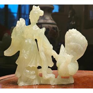 Jade Statuette Representing A Chinese Goddess. China 20th Century.