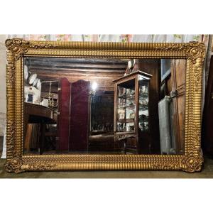 Gilded Mirror From The Napoleon III Period. 144 Cm X 96 Cm.