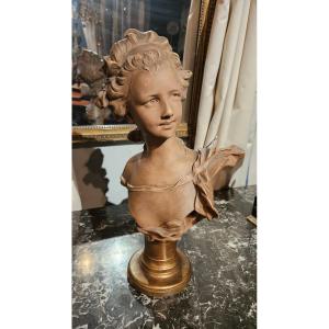 Terracotta Bust Signed R. Aurili, Early 20th Century