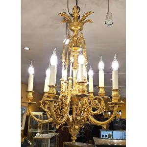 Louis XVI Style Bronze Chandelier, Napoleon III Period. Height 85 Cm.