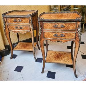 Pair Of Living Room Tables, Bedside Tables In The Regency Style, 1900s.