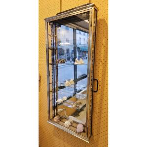 Small Early 20th Century Brass Wall Display Case.