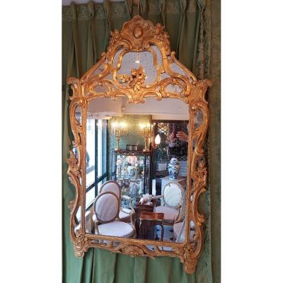 Great Mirror Louis XV With Beads. Fine Eighteenth Century.