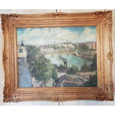 Painting Representing The Pont De Bercy In Paris - 1957