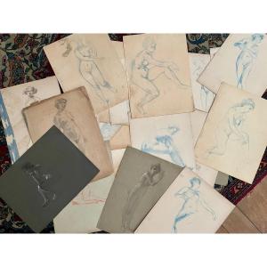 Set Of Drawings, Nude Women, Around 1900