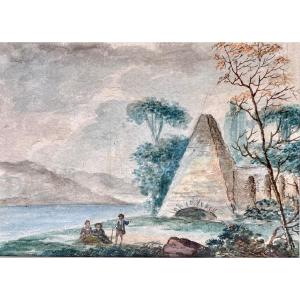 Characters In A Landscape And Ruins, 18th Century