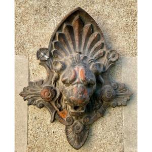 Cast Iron Fountain Mask, 19th Century
