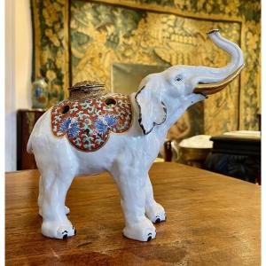 Porcelain Elephant Inkwell