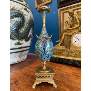 Barbedienne Cloisonné Bronze Lamp