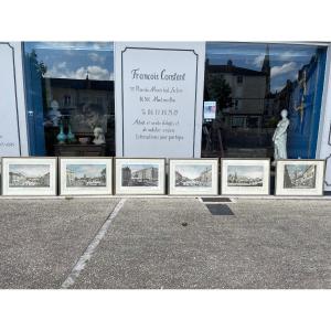 Suite Of Six Large Watercolor Engravings View Of Berlin Rosenberg