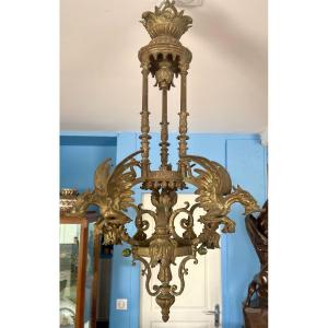 Bronze Chandelier With Dragons