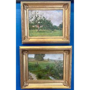 Pair Of Oils On Canvas, Landscape Studies
